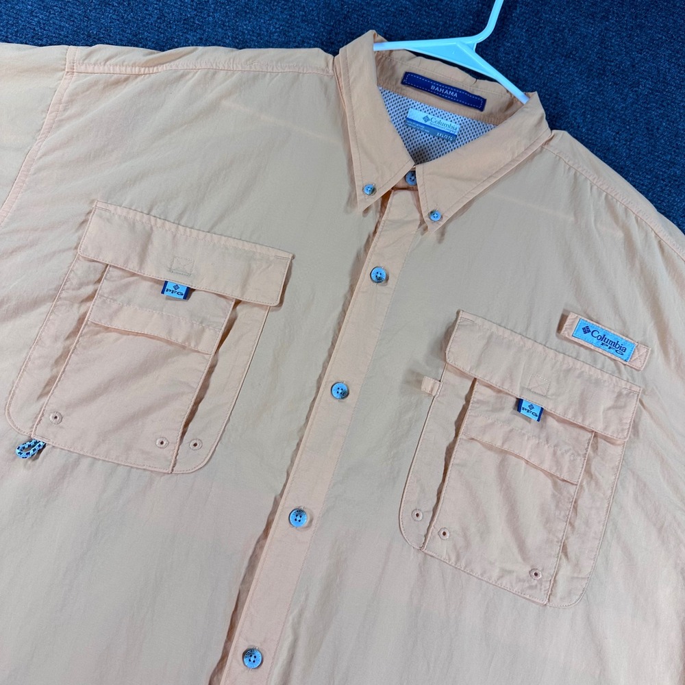 Columbia Fishing Shirt Mens XXL 2XL Peach Bahama PFG Short Sleeve Omni-Shade